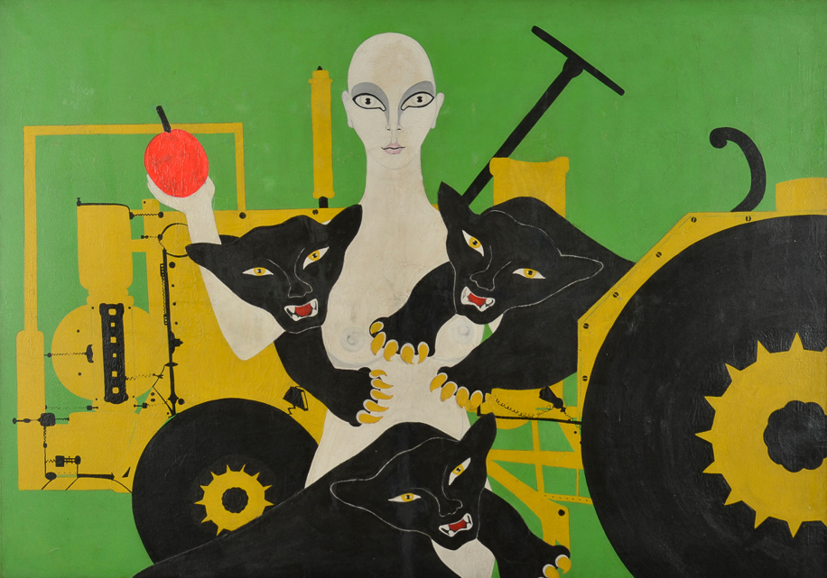 Fernando Grillon, Las panteras negras, 1971 Técnica mixta sobre tela 118 x 167 cm © Fernando Franceschelli